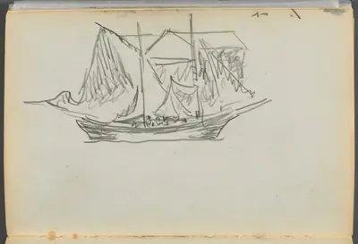 Sketchbook- The Granite Shore Hotel, Rockport, page 098: Sailboat