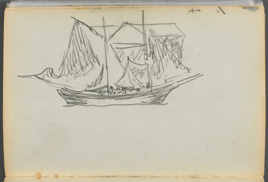 Sketchbook- The Granite Shore Hotel, Rockport, page 098: Sailboat by Maurice Prendergast