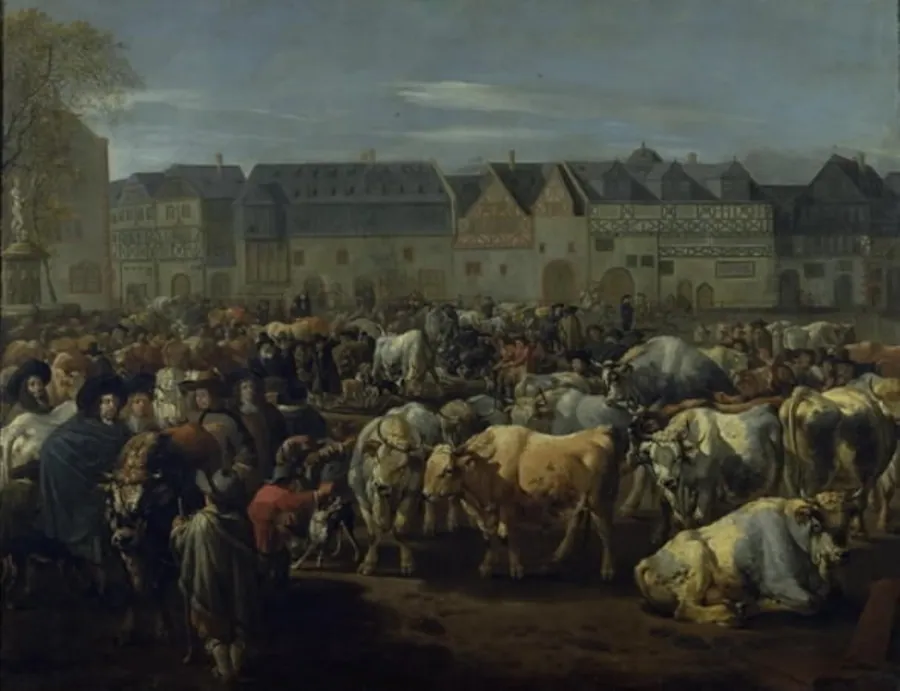 Et kvægmarked by Johann Heinrich Roos