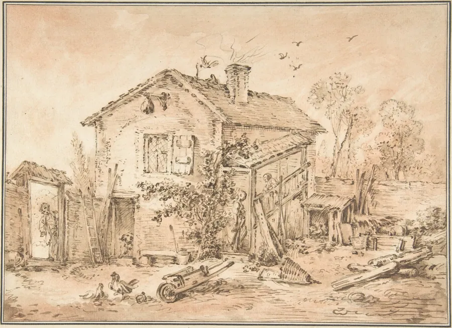 Cottage with Figures by François Boucher