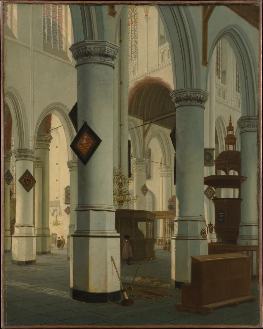 Interior of the Oude Kerk, Delft by Hendrick van Vliet