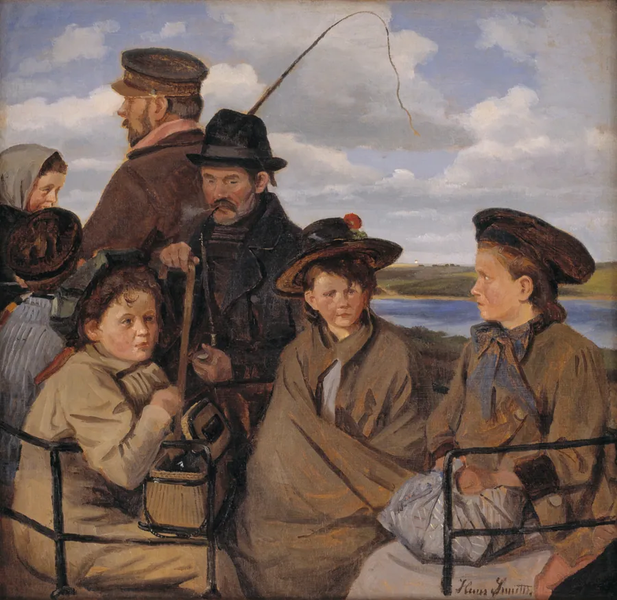 I dagvognen. Kunstnerens broderbørn by Hans Smidth