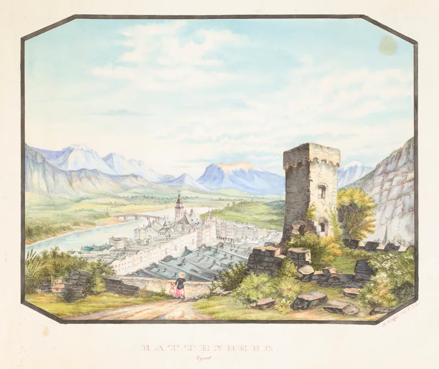Rattenberg, Tyrol by Hermann Stieffel, born Wiesbaden, Germany 1826-died Washington, DC 1886
