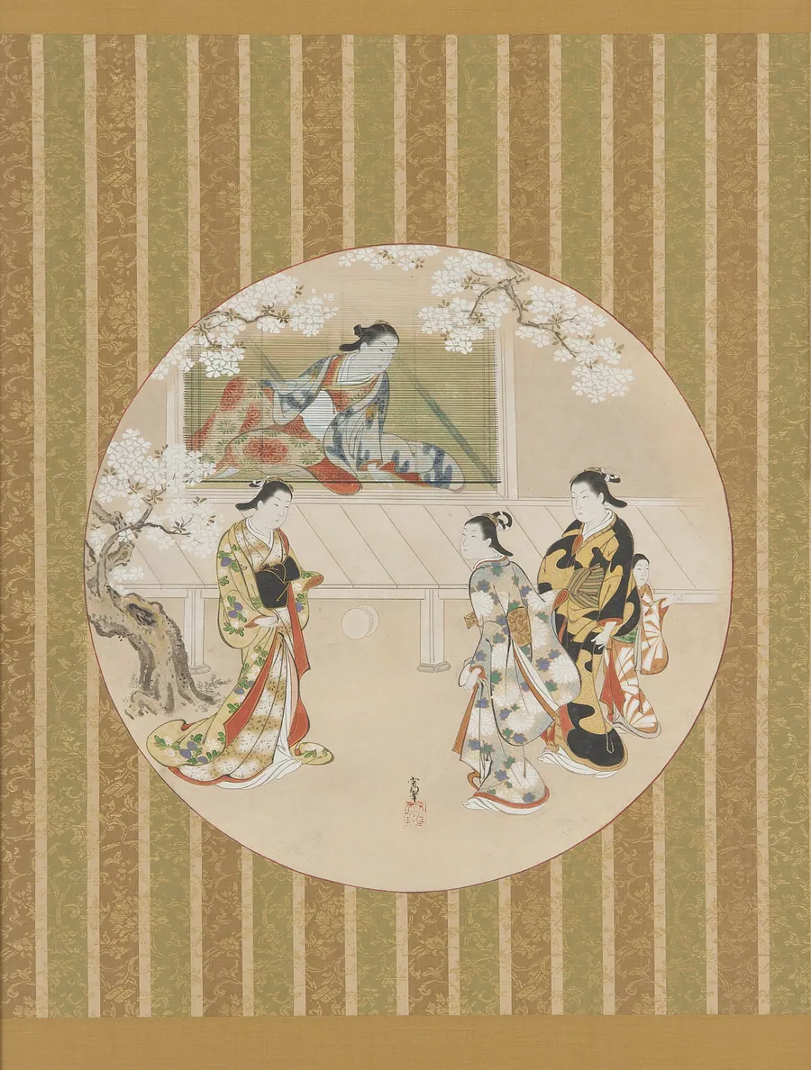 Parody of a scene from The Tale of Genji by Kawamata Tsuneyuki 川又常行 (1676?-1741?)