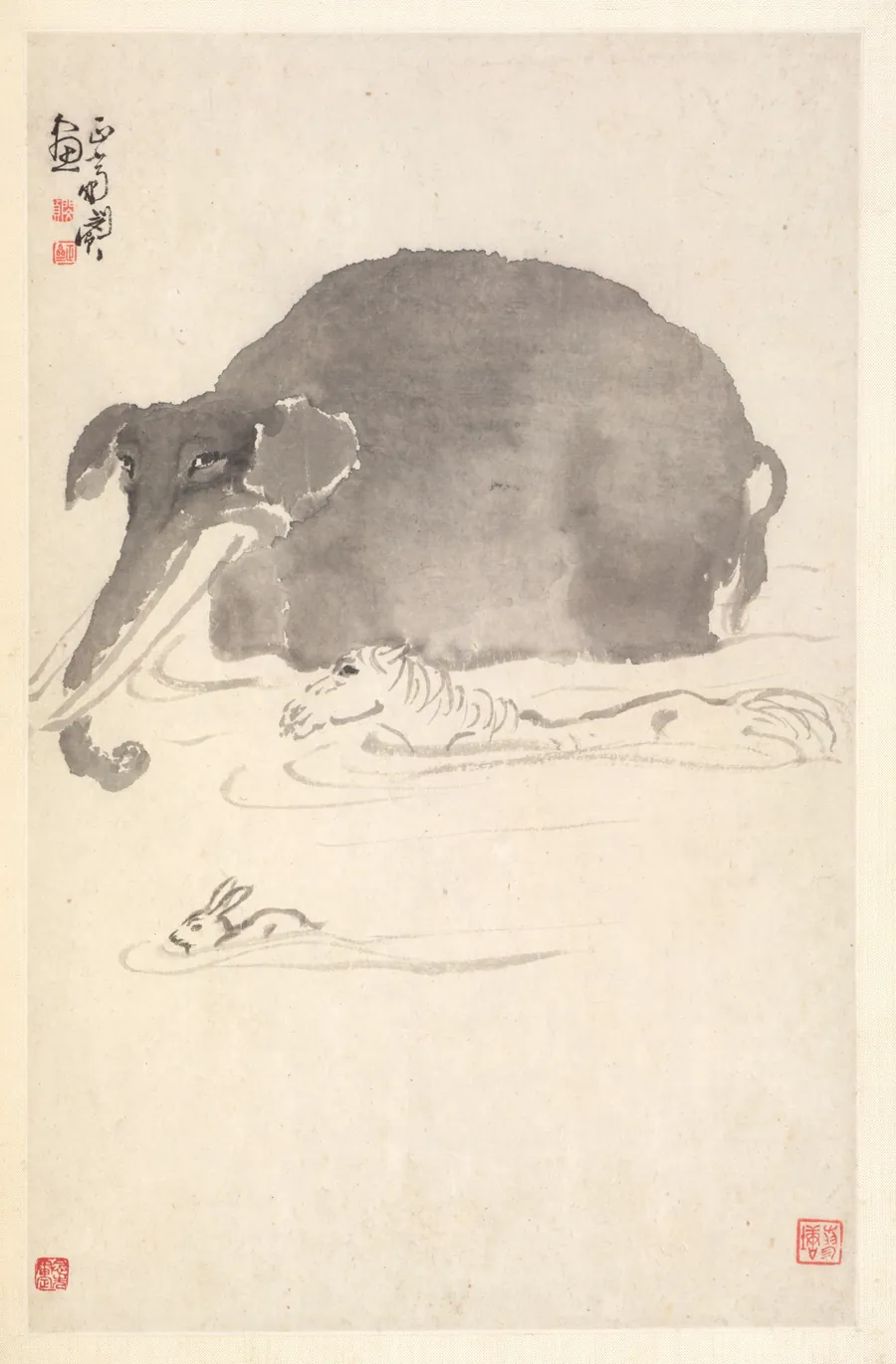 Elephant, Horse, and Hare by Min Zhen
