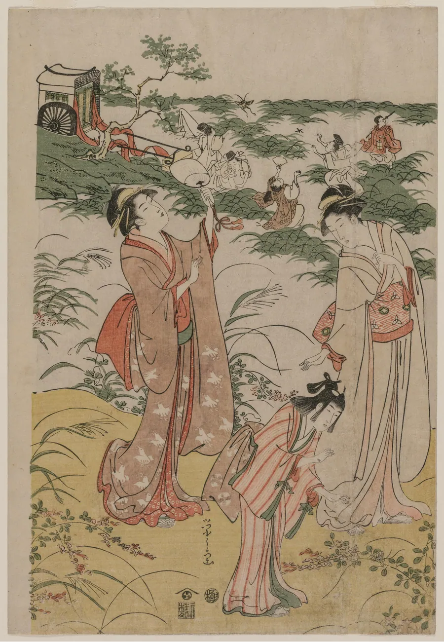 Women Chasing Crickets on an Autumn Moor by Chōbunsai Eishi