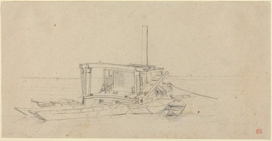 River Dredges and Lighters by Charles Meryon