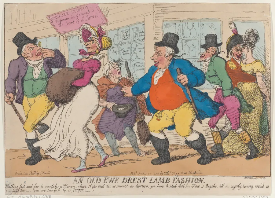 An Old Ewe Drest Lamb Fashion by Thomas Rowlandson