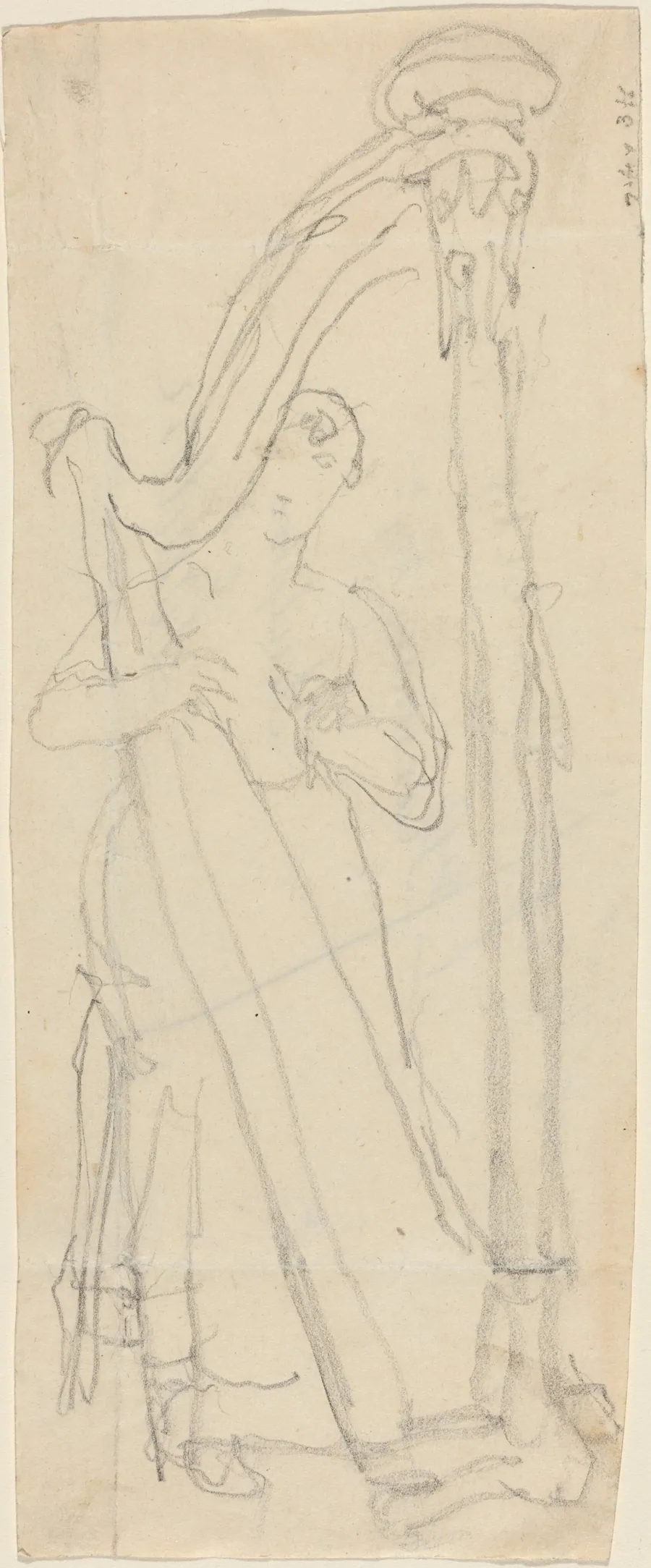 Woman Playing a Harp (Lavinia Banks?) by John Flaxman