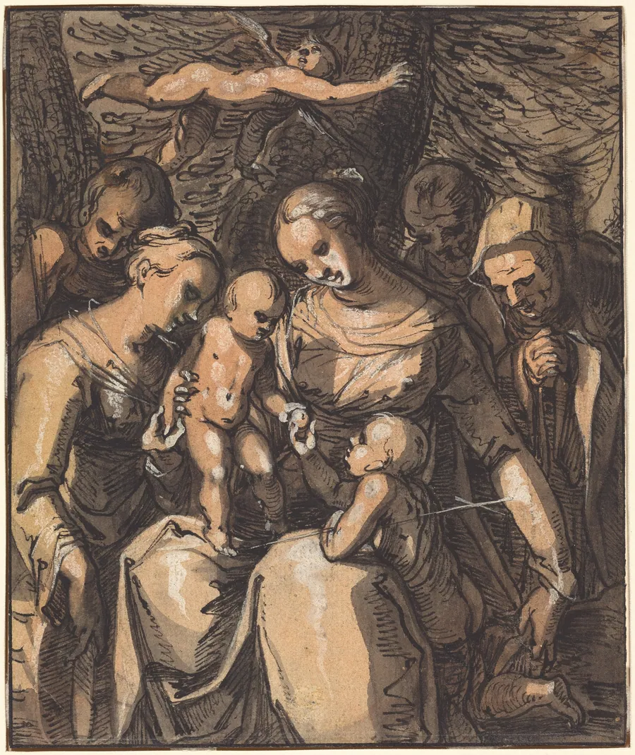 The Holy Family with Saints [recto] by Hermann Weyer
