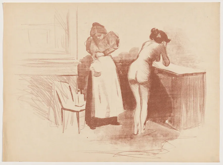 La friction au gant de crin (Massage with Coarse Hair Glove) by Jean-Louis Forain