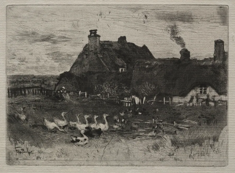 Thatched Cottages by Félix Hilaire Buhot