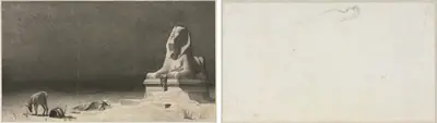 The Rest on the Flight into Egypt (recto); Sketch of a Sphinx [?] (verso)