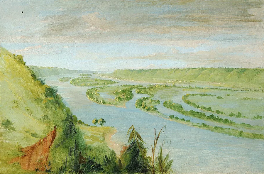 Prairie du Chien, United States Garrison by George Catlin, born Wilkes-Barre, PA 1796-died Jersey City, NJ 1872