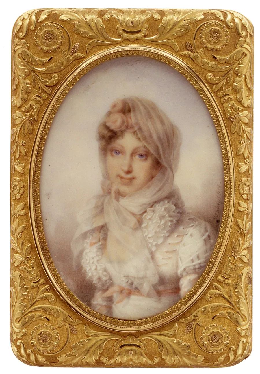 Snuffbox with miniature of the Empress Marie-Louise, the King of Rome, and Napoléon I by Gabriel-Raoul Morel