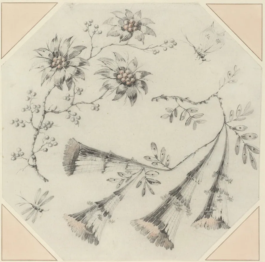 Trumpet Flowers and Daisies by Jean-Baptiste Pillement