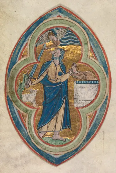 Miniature Excised from a Compendium in historiae genealogia Christi by Peter Poitiers: The Sacrifice of Isaac