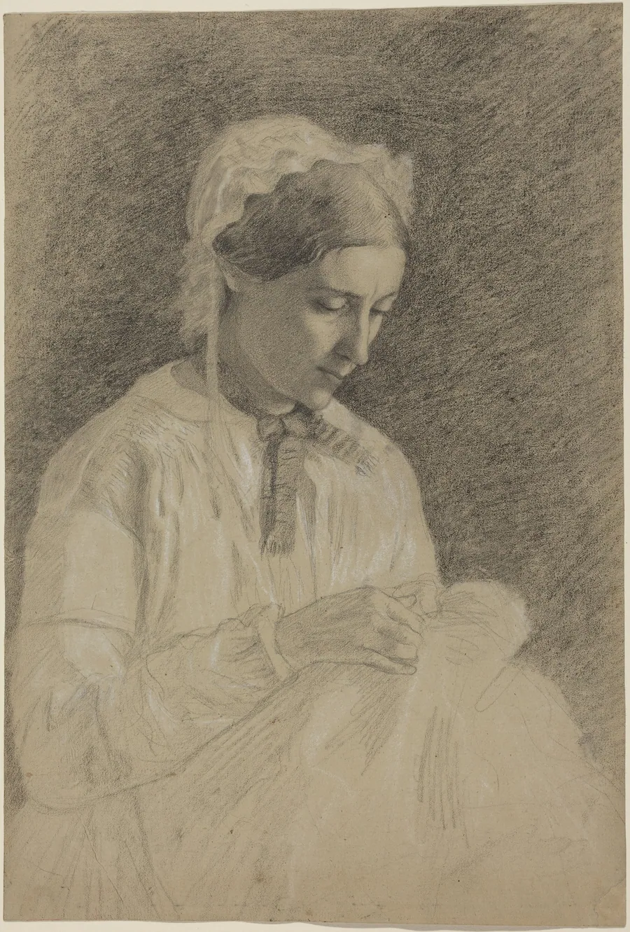 Woman Embroidering by Edgar Degas