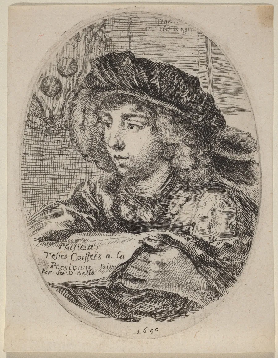 Title Page for "Plusieurs Testes Coiffées a la Persienne" by Stefano Della Bella