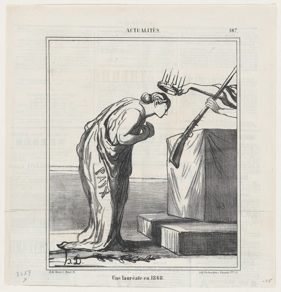 An award winner in 1868, from 'News of the day,' published in Le Charivari, September 1, 1868 by Arnaud de Vresse