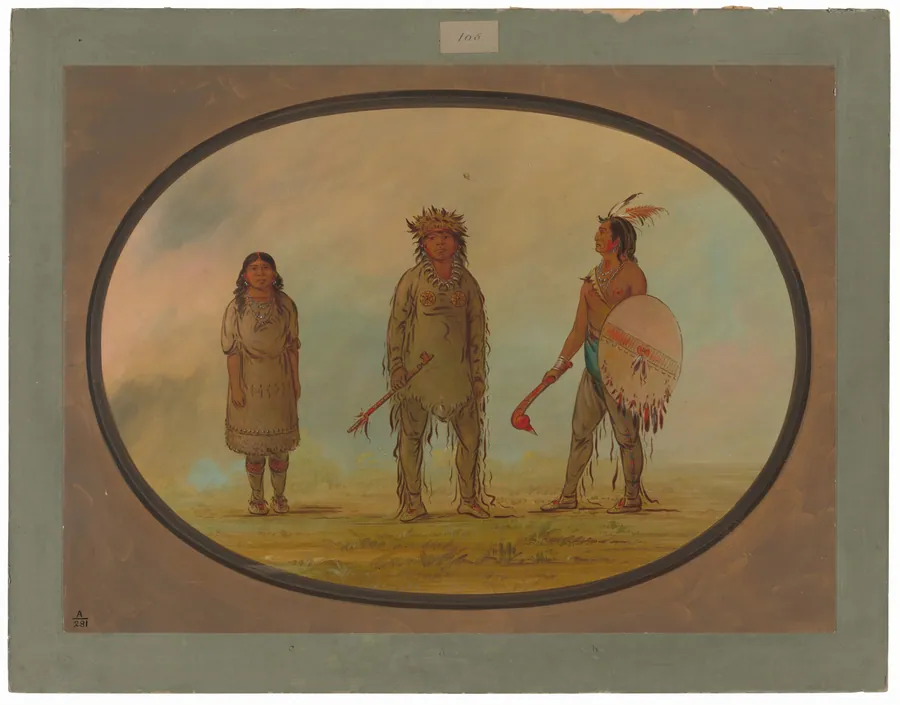 Athapasca Chief, His Wife, and a Warrior by George Catlin