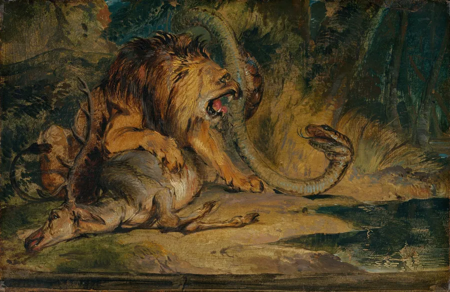 Lion Defending its Prey by Sir Edwin Landseer
