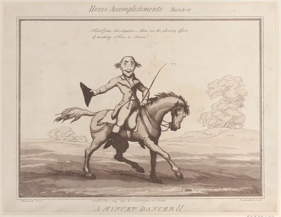 Horse Accomplishments, Sketch 10: A Minuet Dancer !! by Rudolph Ackermann, London