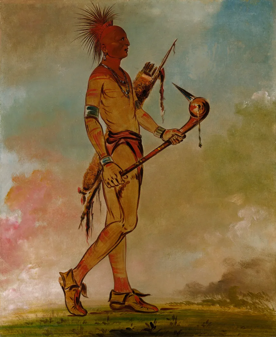 Shin-ga-wás-sa, Handsome Bird by George Catlin, born Wilkes-Barre, PA 1796-died Jersey City, NJ 1872