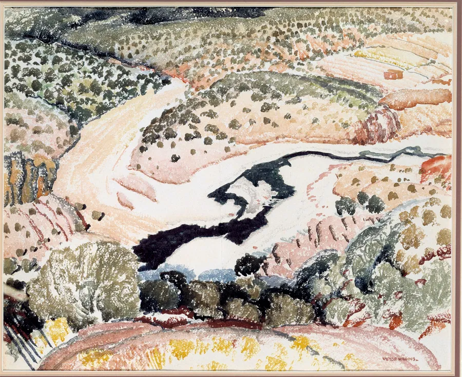 Arroyo Landscape by Victor Higgins, born Shelbyville, IN 1884-died Taos, NM 1949