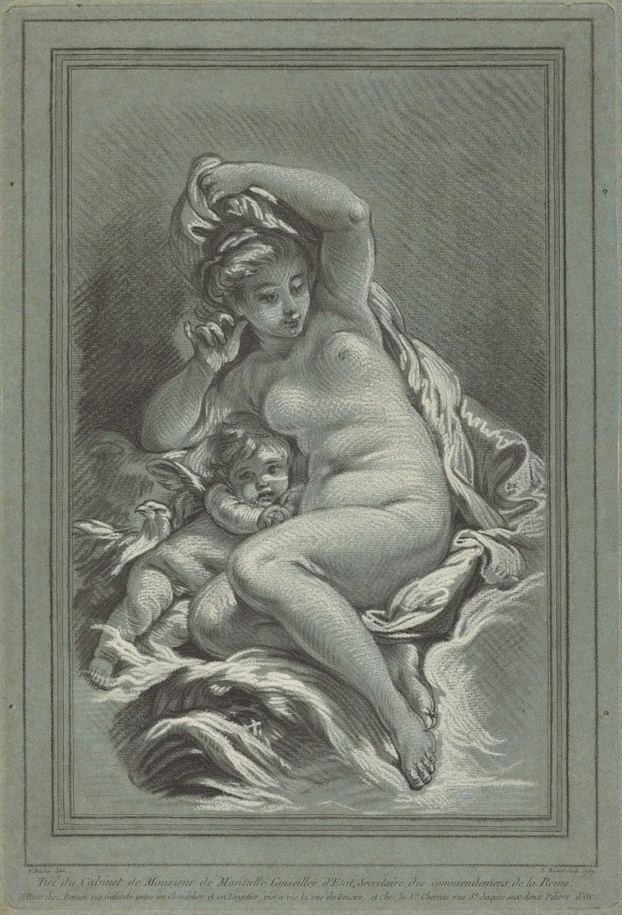 Venus and Cupid on a Dolphin by Louis-Marin Bonnet