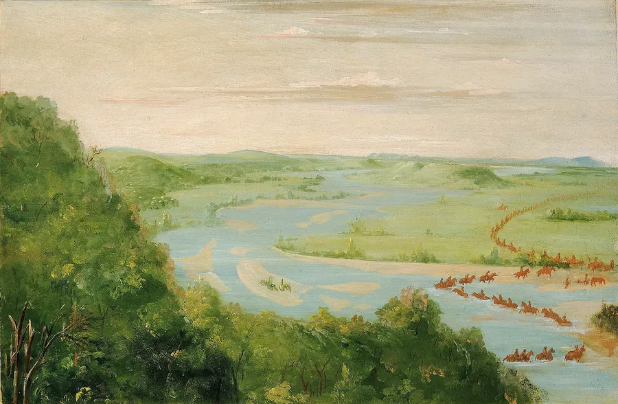 View of the Canadian River, Dragoons Crossing by George Catlin, born Wilkes-Barre, PA 1796-died Jersey City, NJ 1872