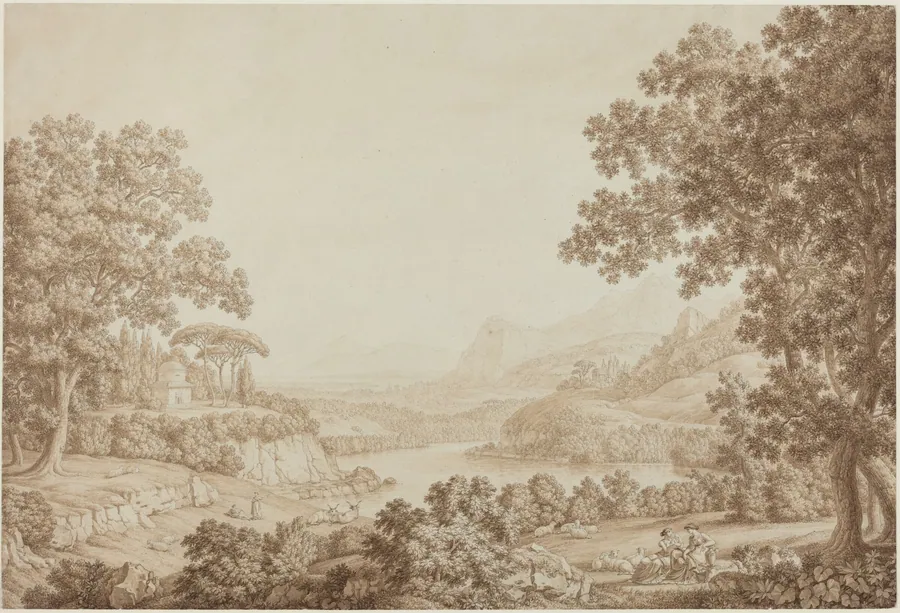 Arcadian Landscape with a Mausoleum by Christoph Heinrich Kniep