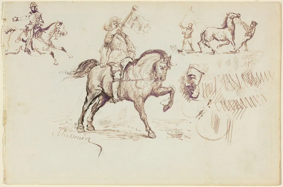 The Herald of Murcia and Other Studies (recto) by Jean-Louis-Ernest Meissonier