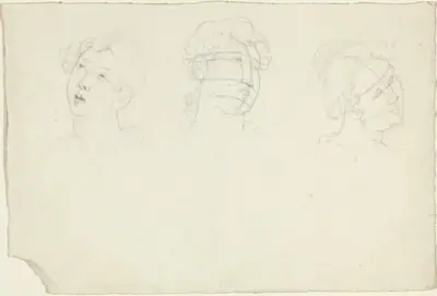 Head of Mary Magdalen and Two Saints (?)