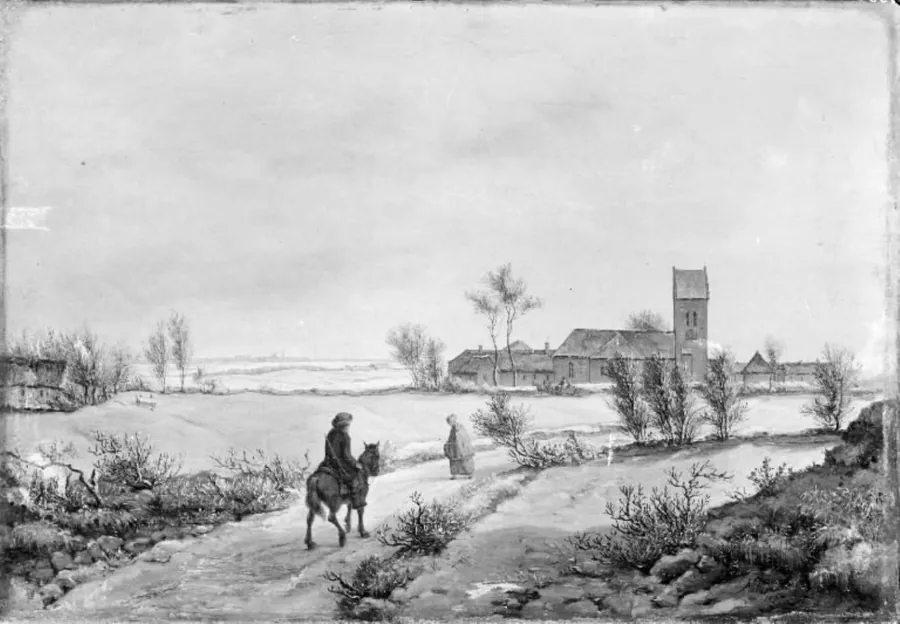 Vinterlandskab fra Gentofte med København i baggrunden by J.P. Møller