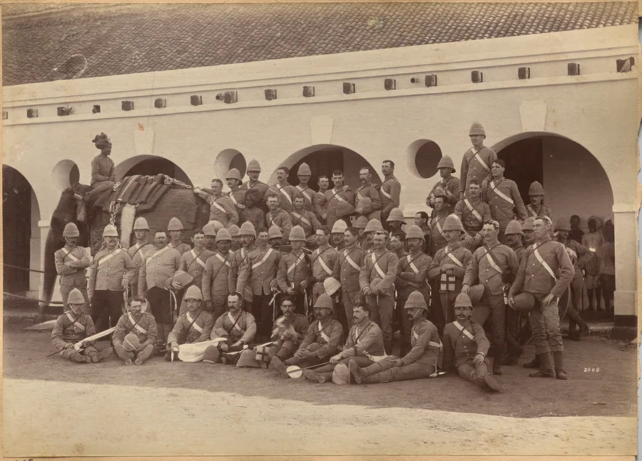 Men of Elephant Battery, Jhansi (verso) by Raja Deen Dayal
