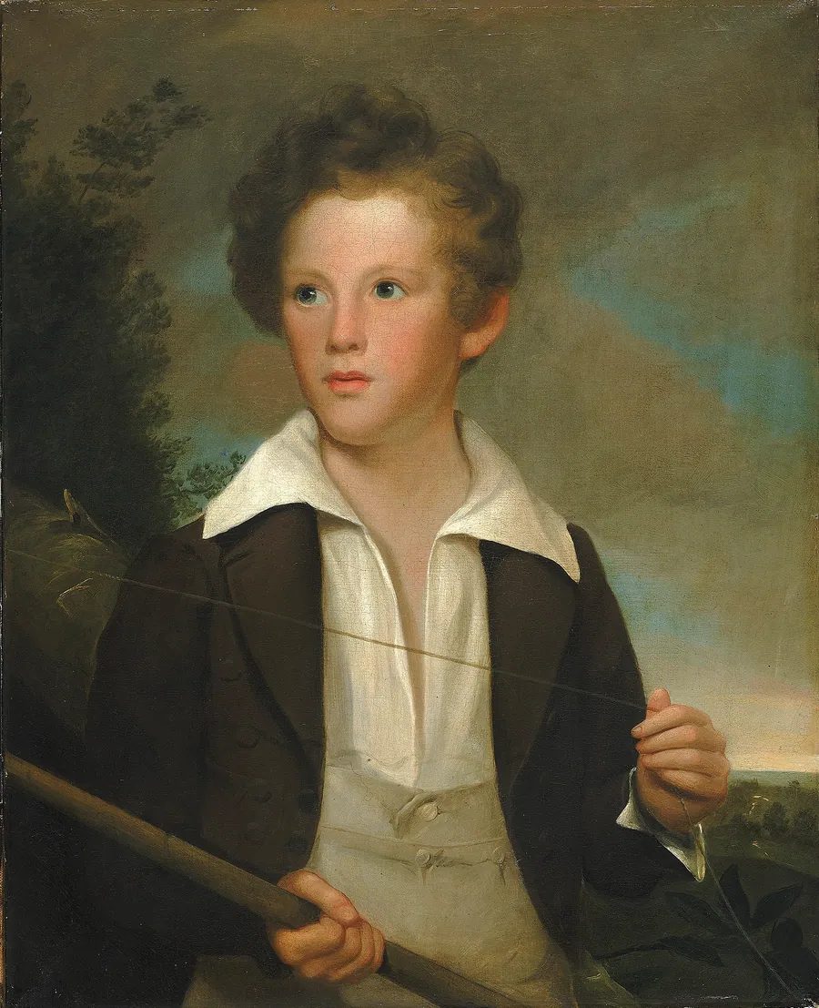 Boy with a Fishing Pole by Unidentified