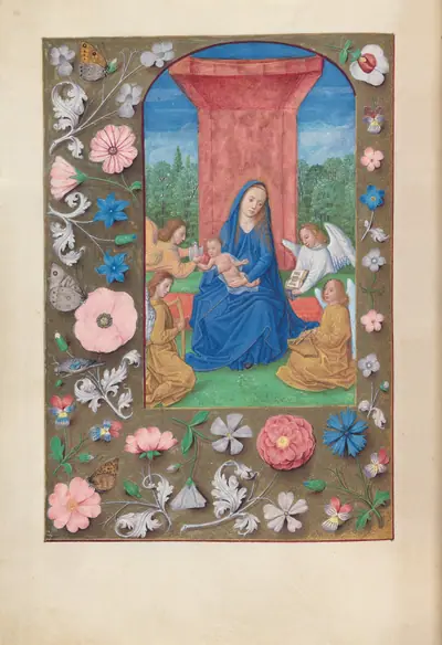 Hours of Queen Isabella the Catholic, Queen of Spain:  Fol. 80v, Virgin & Christ with Angels