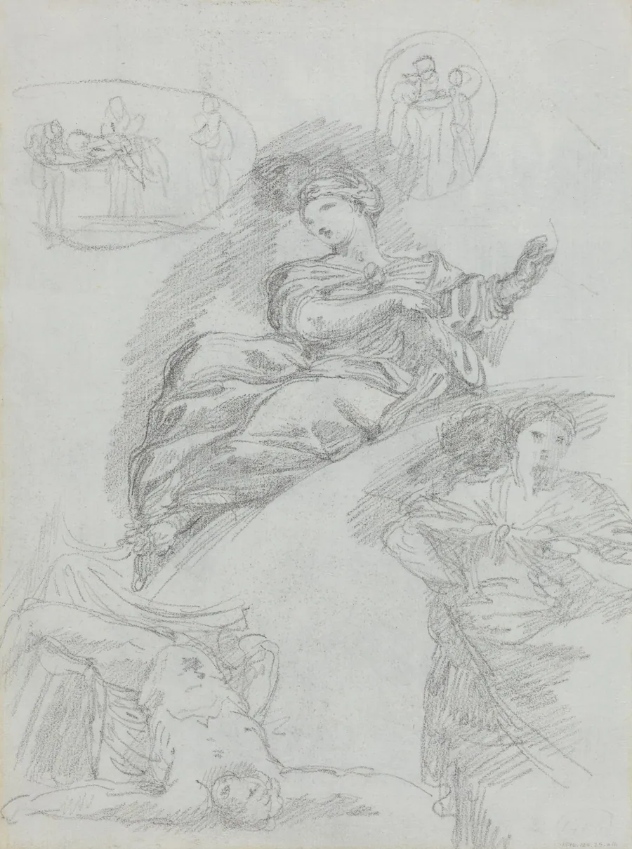 Studies of Figures [verso] by Anicet-Charles-Gabriel Lemonnier