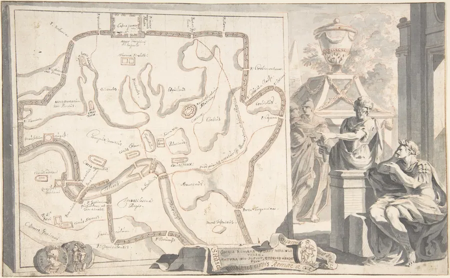 Map of Ancient Rome Illustrating Major Monuments and the Seven Hills by Jan Goeree