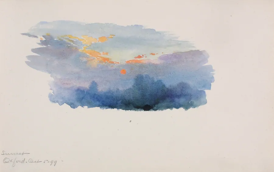 Sunset, Oxford by George Elbert Burr, born Monroe Falls, OH 1859-died Phoenix, AZ 1939