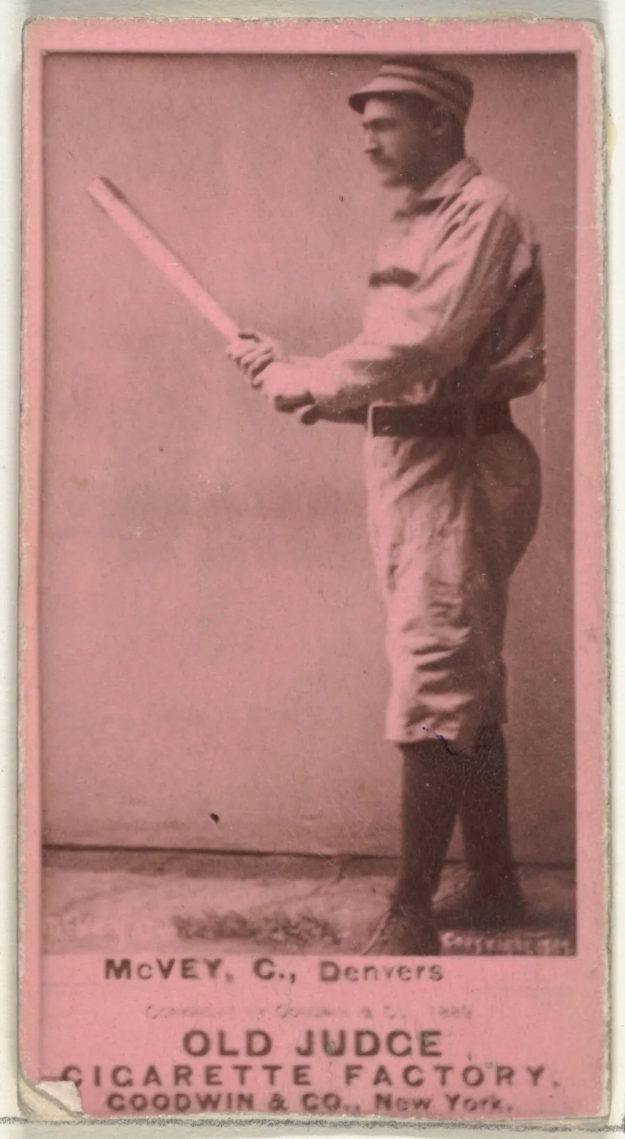 George W. McVey, Catcher, Denver, from the Old Judge series (N172) for Old Judge Cigarettes by Goodwin & Company