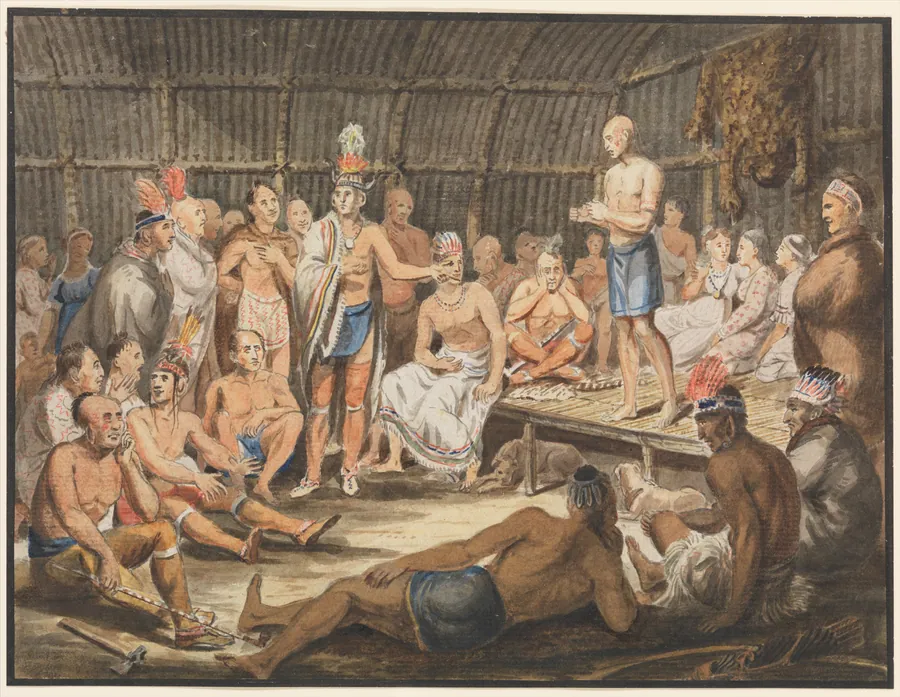 Exhibition of Indian Tribal Ceremonies at the Olympic Theater, Philadelphia by John Lewis Krimmel