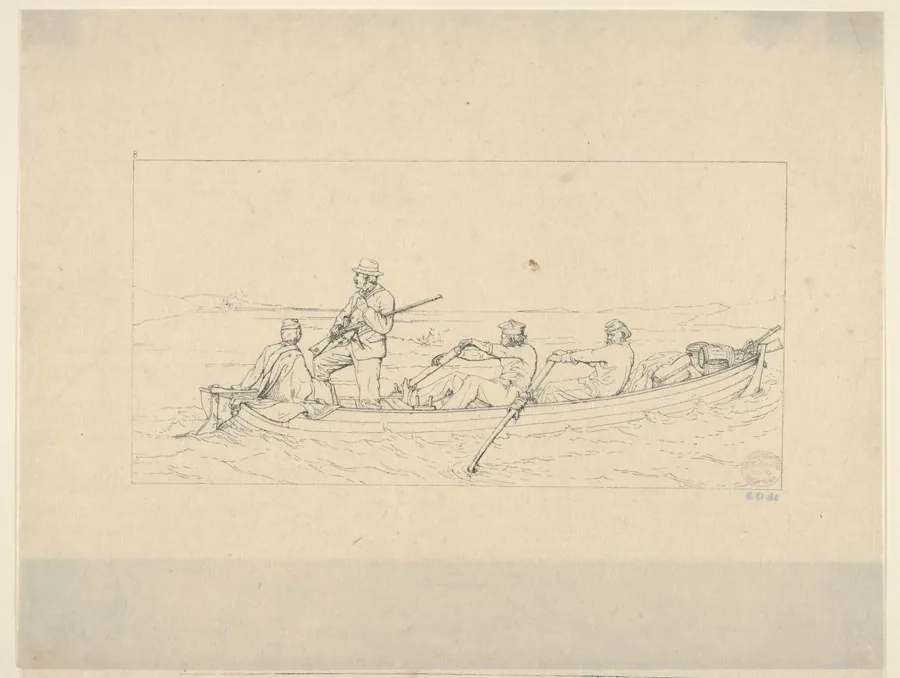 Marylanders Crossing the Potomac to Join the Southern Army (from Confederate War Etchings) by Adalbert John Volck