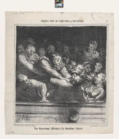 A literary argument on the second tier, from 'Theater sketches,' published in Le Charivari, February 27, 1864
