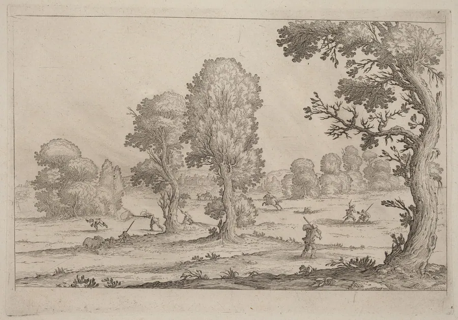 Men Fighting in a Landscape by Ercole Bazicaluva