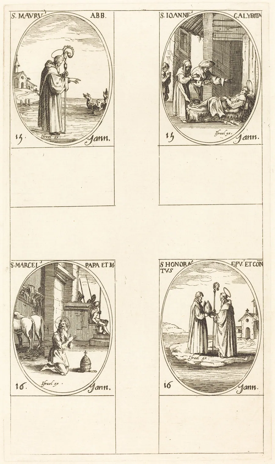 St. Maurus; St. John Calybite; St. Marcellus; St. Honoratus by Jacques Callot