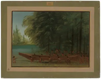Launching a Canoe - Nayas Indians
