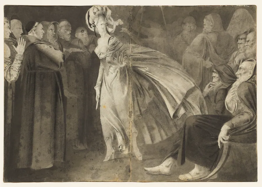 Woman Standing among the Friars (recto) by John Brown