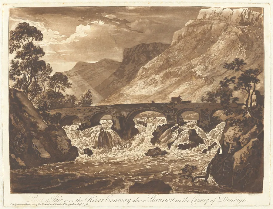 Pont-y-Pair over the River Conway above Llanrwst in the County of Denbigh by Paul Sandby